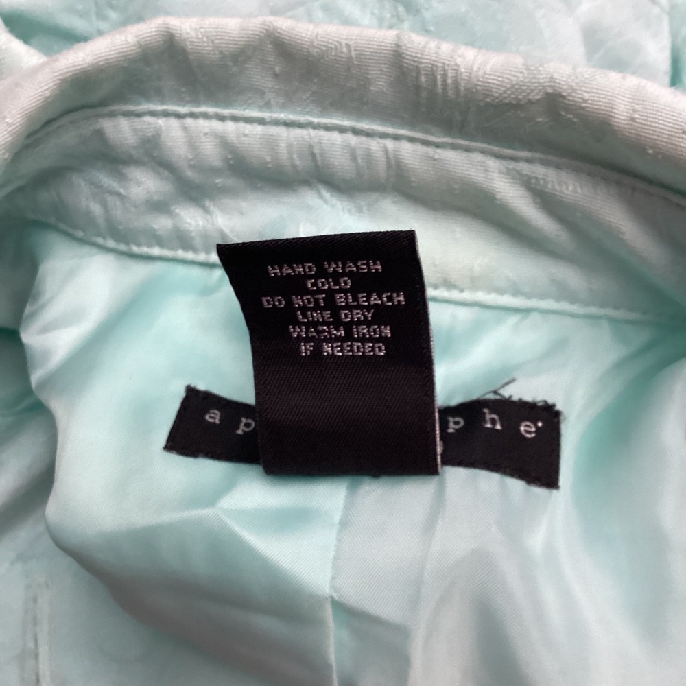 Apostrophe Stretch Light Aqua Textured Button Front Coat Womens Size 2 - Picture 7 of 10